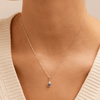 Birthstone Teardrop Pendant Necklace with Created Tanzanite and 0.05tw of Laboratory-Grown Diamonds in Sterling Silver and Platinum Pendants Bevilles 