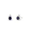 Birthstone Teardrop Stud Earrings with Created Sapphire and 0.05tw of Laboratory-Grown Diamonds in Sterling Silver and Platinum Earrings Bevilles 