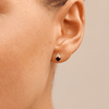 Birthstone Teardrop Stud Earrings with Created Sapphire and 0.05tw of Laboratory-Grown Diamonds in Sterling Silver and Platinum Earrings Bevilles 