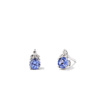 Birthstone Teardrop Stud Earrings with Created Tanzanite and 0.05tw of Laboratory-Grown Diamonds in Sterling Silver and Platinum Earrings Bevilles 