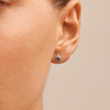 Birthstone Teardrop Stud Earrings with Created Tanzanite and 0.05tw of Laboratory-Grown Diamonds in Sterling Silver and Platinum Earrings Bevilles 