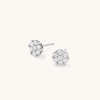 Cluster Stud Earrings with 1.00tw of Laboratory-Grown Diamonds in Sterling Silver and Platinum Earrings Bevilles 