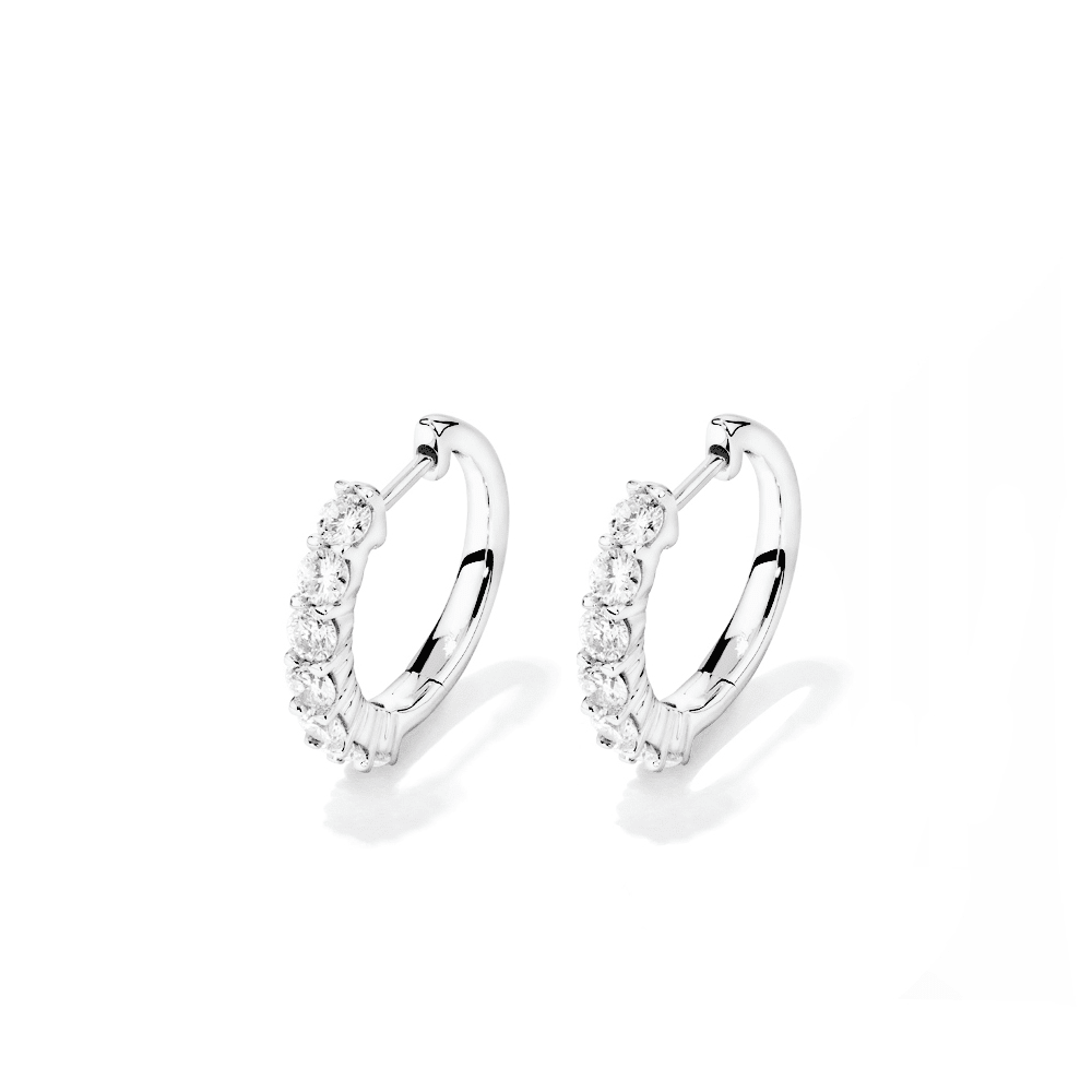 Claw Set Hoop Earrings with 1.00tw of Laboratory-Grown Diamonds in Sterling Silver and Platinum Earrings Bevilles 
