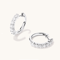 Claw Set Hoop Earrings with 1.00tw of Laboratory-Grown Diamonds in Sterling Silver and Platinum Earrings Bevilles 