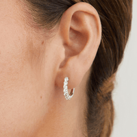 Claw Set Hoop Earrings with 1.00tw of Laboratory-Grown Diamonds in Sterling Silver and Platinum Earrings Bevilles 