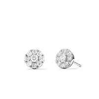 Cluster Halo Stud Earrings with 0.50tw of Laboratory-Grown Diamonds in Sterling Silver and Platinum Earrings Bevilles 