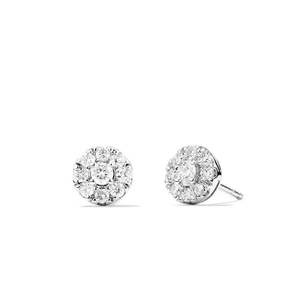 Cluster Halo Stud Earrings with 0.50tw of Laboratory-Grown Diamonds in Sterling Silver and Platinum Earrings Bevilles 