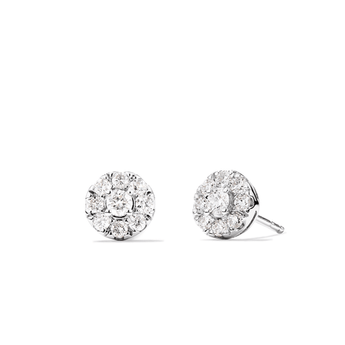 Cluster Halo Stud Earrings with 0.50tw of Laboratory-Grown Diamonds in Sterling Silver and Platinum Earrings Bevilles 