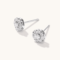 Cluster Halo Stud Earrings with 0.50tw of Laboratory-Grown Diamonds in Sterling Silver and Platinum Earrings Bevilles 