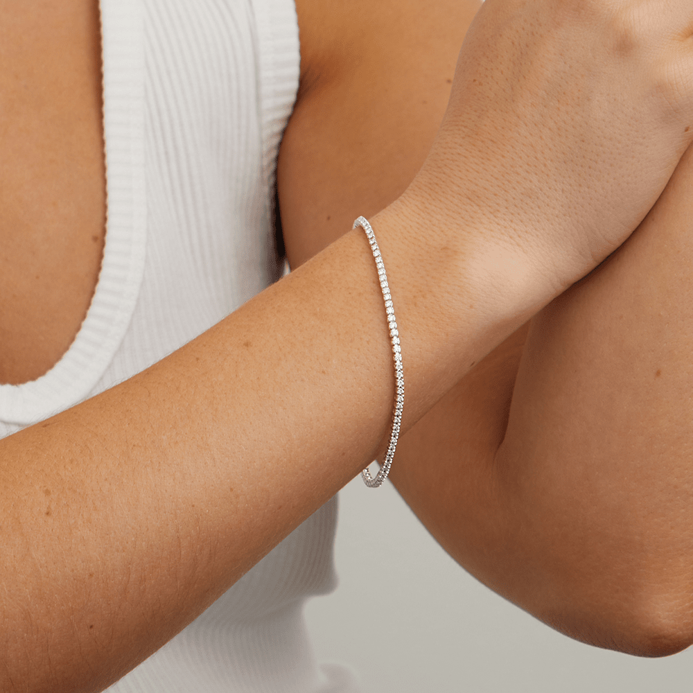 18.5cm Tennis Bracelet with 1.00tw of Laboratory-Grown Diamonds in Sterling Silver and Platinum Bracelets Bevilles 