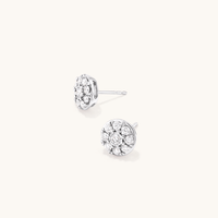 Cluster Stud Earrings with 1.00tw of Laboratory-Grown Diamonds in Sterling Silver and Platinum Earrings Bevilles 