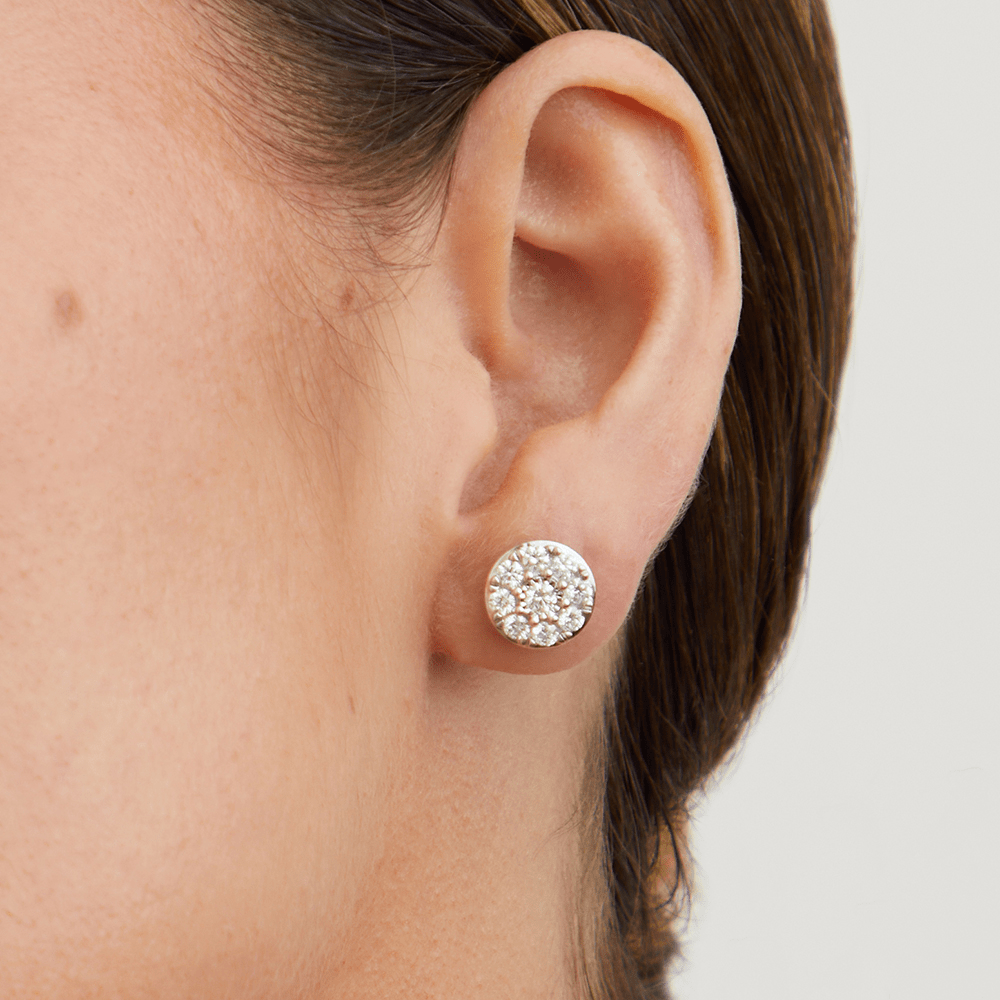 Cluster Stud Earrings with 1.00tw of Laboratory-Grown Diamonds in Sterling Silver and Platinum Earrings Bevilles 