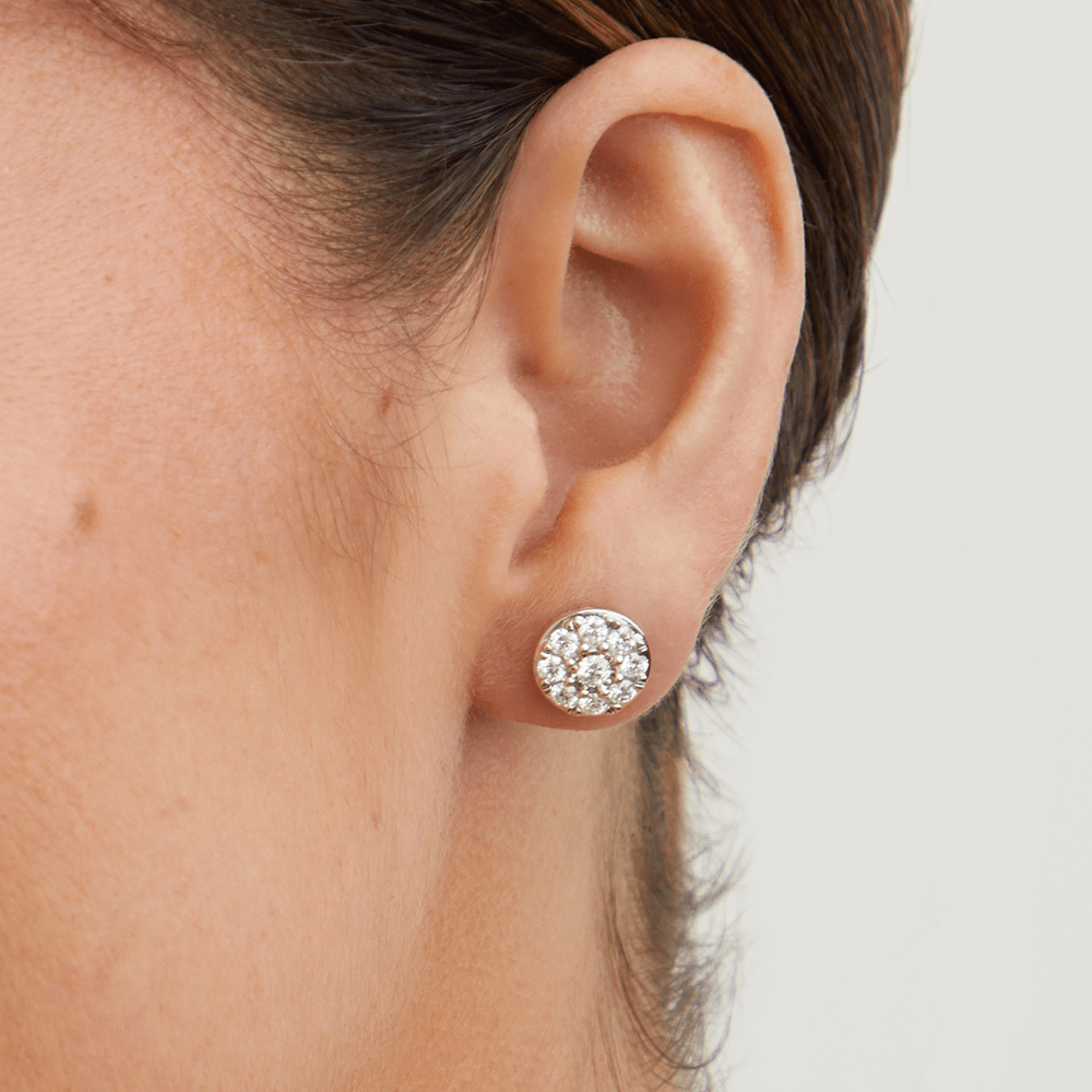 Cluster Stud Earrings with 1.00tw of Laboratory-Grown Diamonds in Sterling Silver and Platinum Earrings Bevilles 