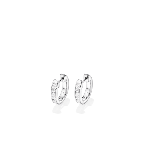 Channel Set Hoop Earrings with 0.50tw of Laboratory-Grown Diamonds in Sterling Silver and Platinum Earrings Bevilles 