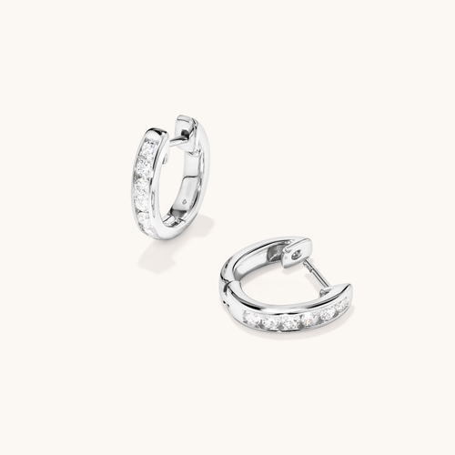 Channel Set Hoop Earrings with 0.50tw of Laboratory-Grown Diamonds in Sterling Silver and Platinum Earrings Bevilles 