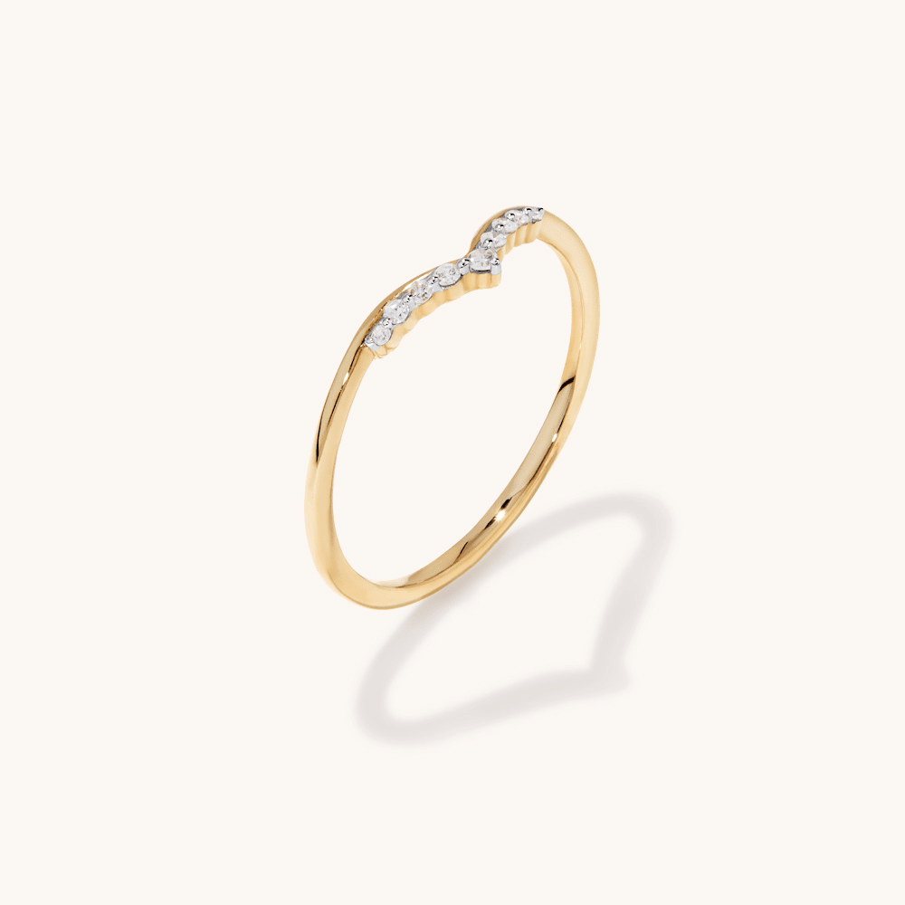 Contour Ring with 0.05tw of Laboratory-Grown Diamonds in 9kt Yellow Gold Rings Bevilles 