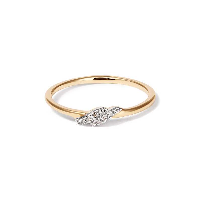 Two Row Twist Ring with 0.03tw of Laboratory-Grown Diamonds in 9kt Yellow Gold Rings Bevilles 