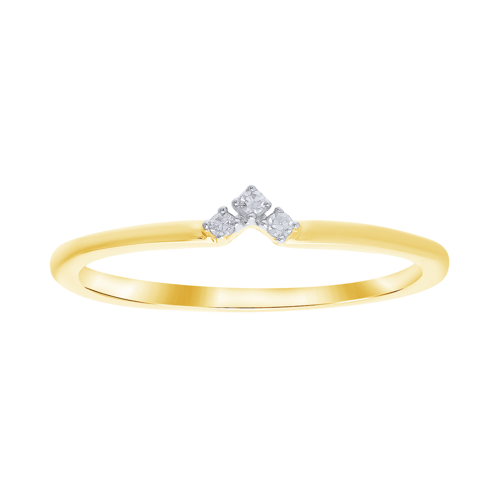 Three Stone Contour Ring with 0.02tw of Laboratory-Grown Diamonds in 9kt Yellow Gold Rings Bevilles 