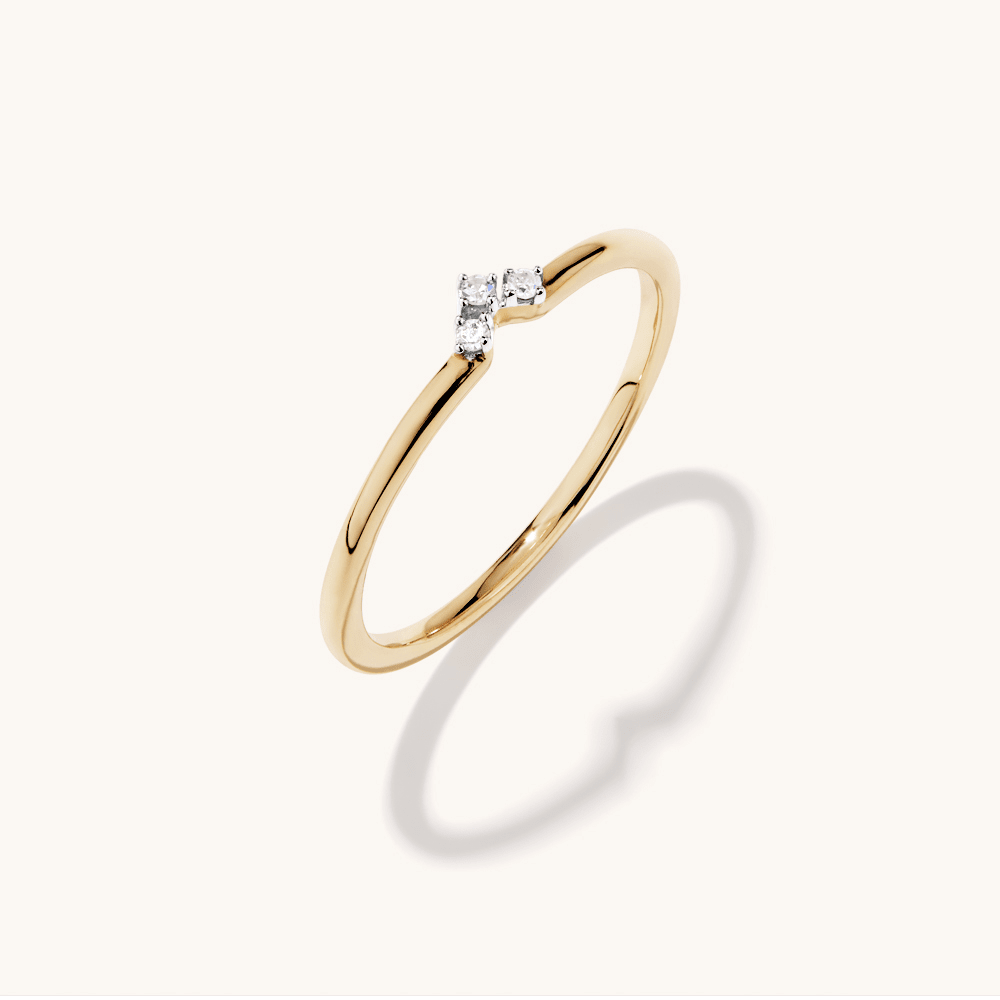 Three Stone Contour Ring with 0.02tw of Laboratory-Grown Diamonds in 9kt Yellow Gold Rings Bevilles 