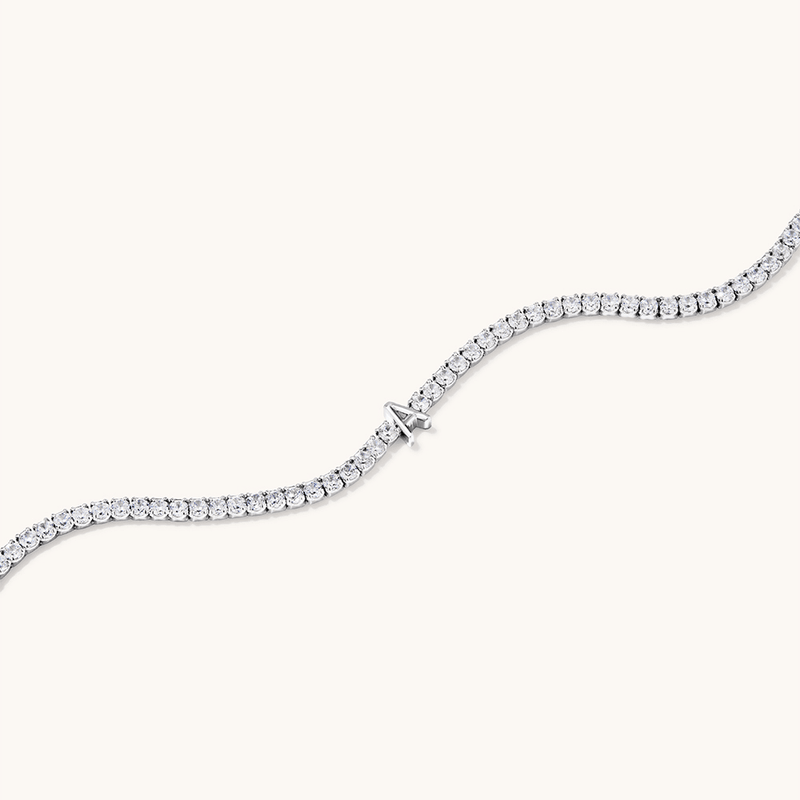 20cm Initial A Cubic Zirconia Tennis Bracelet in Sterling Silver Bracelets Bevilles 