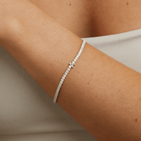 20cm Initial A Cubic Zirconia Tennis Bracelet in Sterling Silver Bracelets Bevilles 