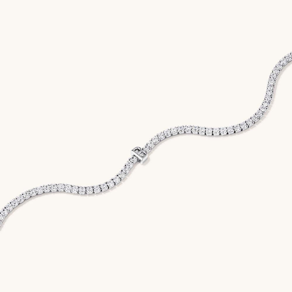 20cm Initial B Cubic Zirconia Tennis Bracelet in Sterling Silver Bracelets Bevilles 