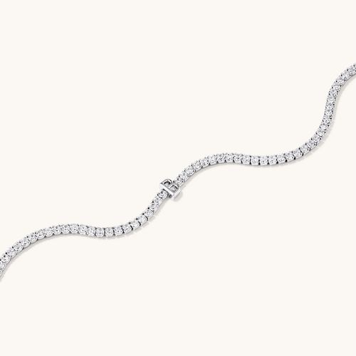 20cm Initial B Cubic Zirconia Tennis Bracelet in Sterling Silver Bracelets Bevilles 