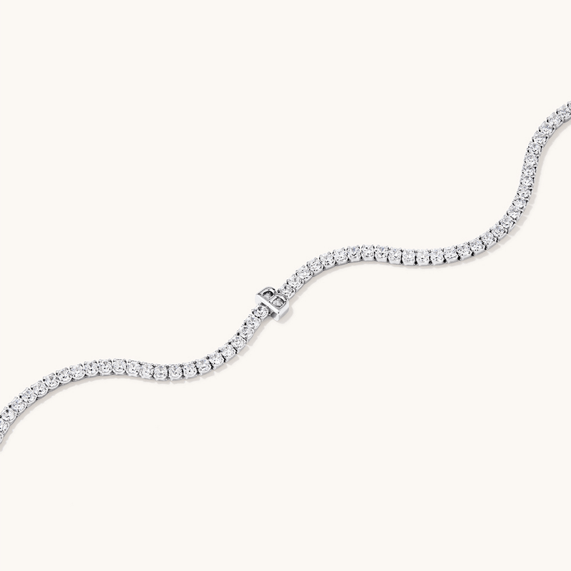 20cm Initial B Cubic Zirconia Tennis Bracelet in Sterling Silver Bracelets Bevilles 