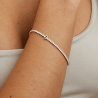 20cm Initial B Cubic Zirconia Tennis Bracelet in Sterling Silver Bracelets Bevilles 