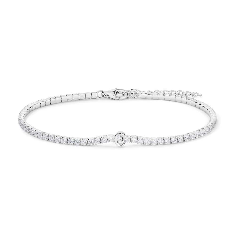 20cm Initial C Cubic Zirconia Tennis Bracelet in Sterling Silver Bracelets Bevilles 