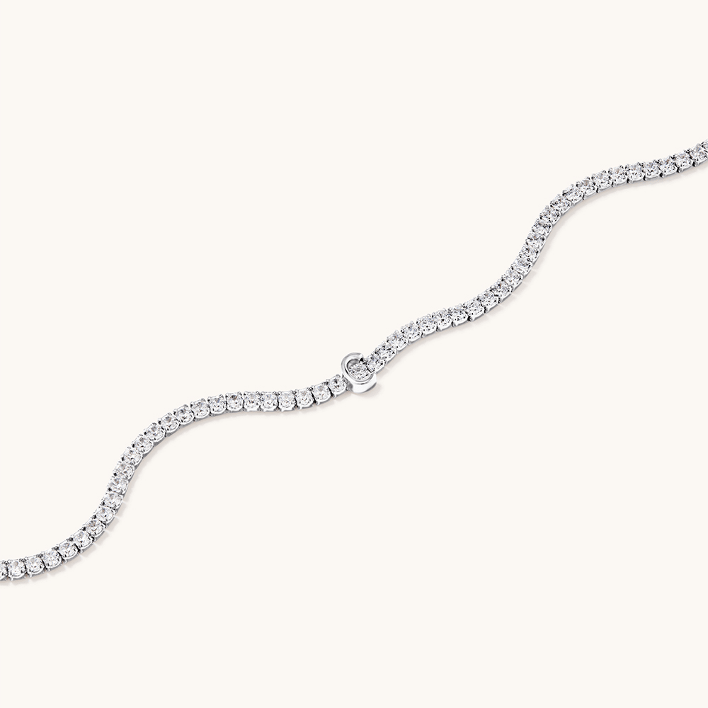 20cm Initial C Cubic Zirconia Tennis Bracelet in Sterling Silver Bracelets Bevilles 