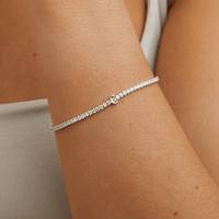 20cm Initial C Cubic Zirconia Tennis Bracelet in Sterling Silver Bracelets Bevilles 