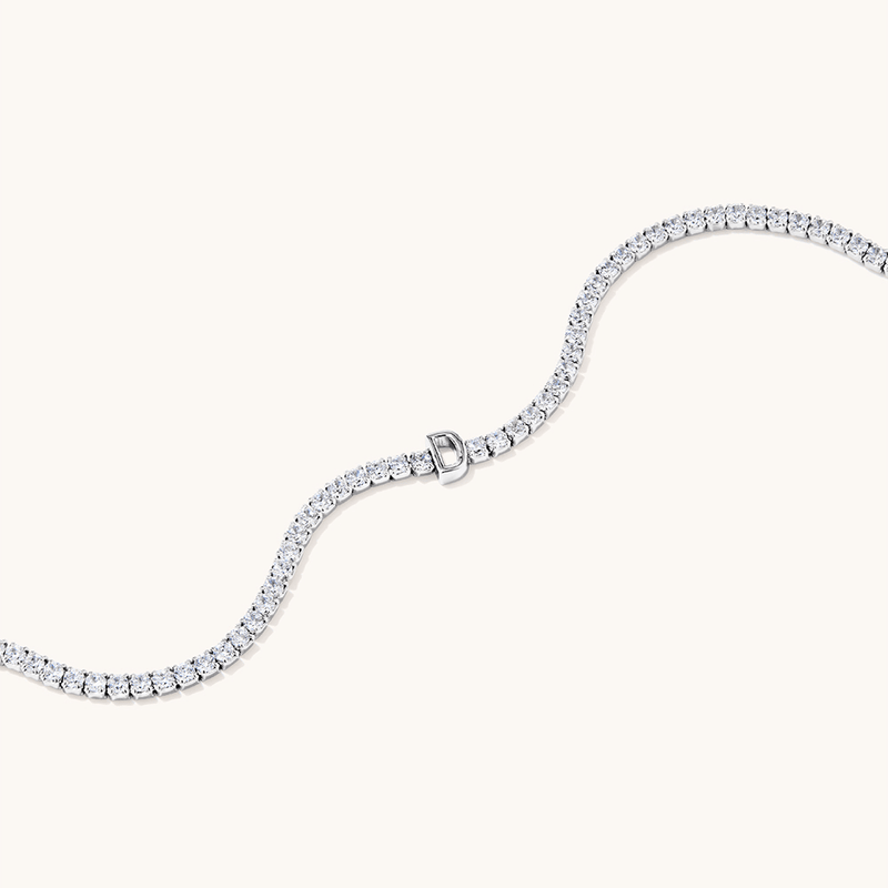 20cm Initial D Cubic Zirconia Tennis Bracelet in Sterling Silver Bracelets Bevilles 