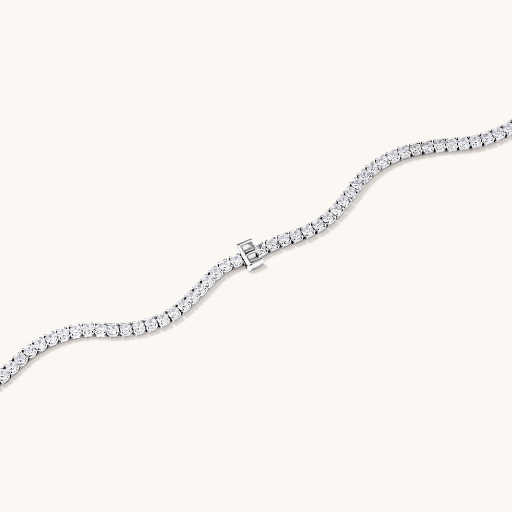 20cm Initial E Cubic Zirconia Tennis Bracelet in Sterling Silver Bracelets Bevilles 