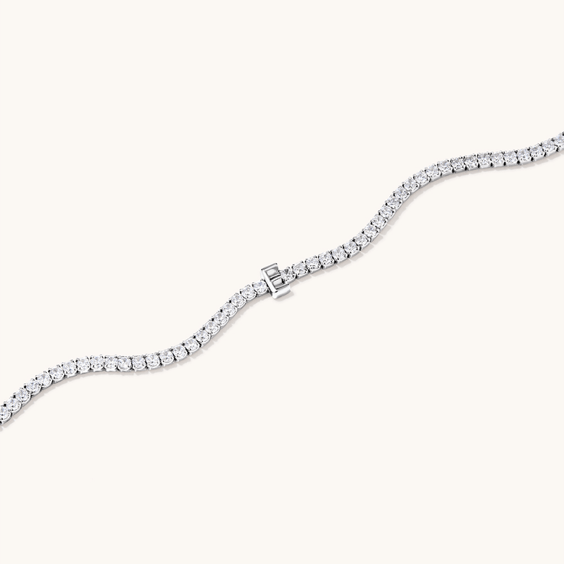 20cm Initial E Cubic Zirconia Tennis Bracelet in Sterling Silver Bracelets Bevilles 