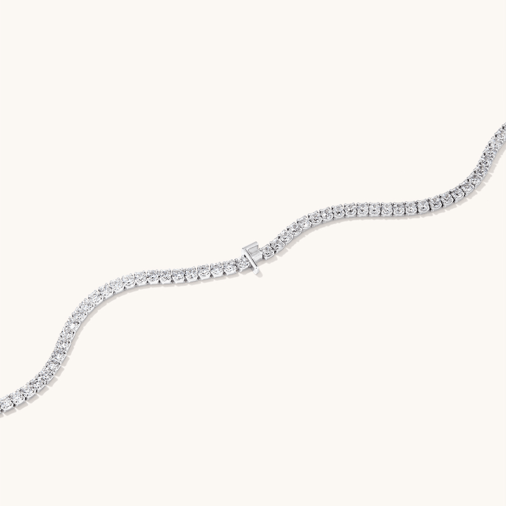 20cm Initial F Cubic Zirconia Tennis Bracelet in Sterling Silver Bracelets Bevilles 