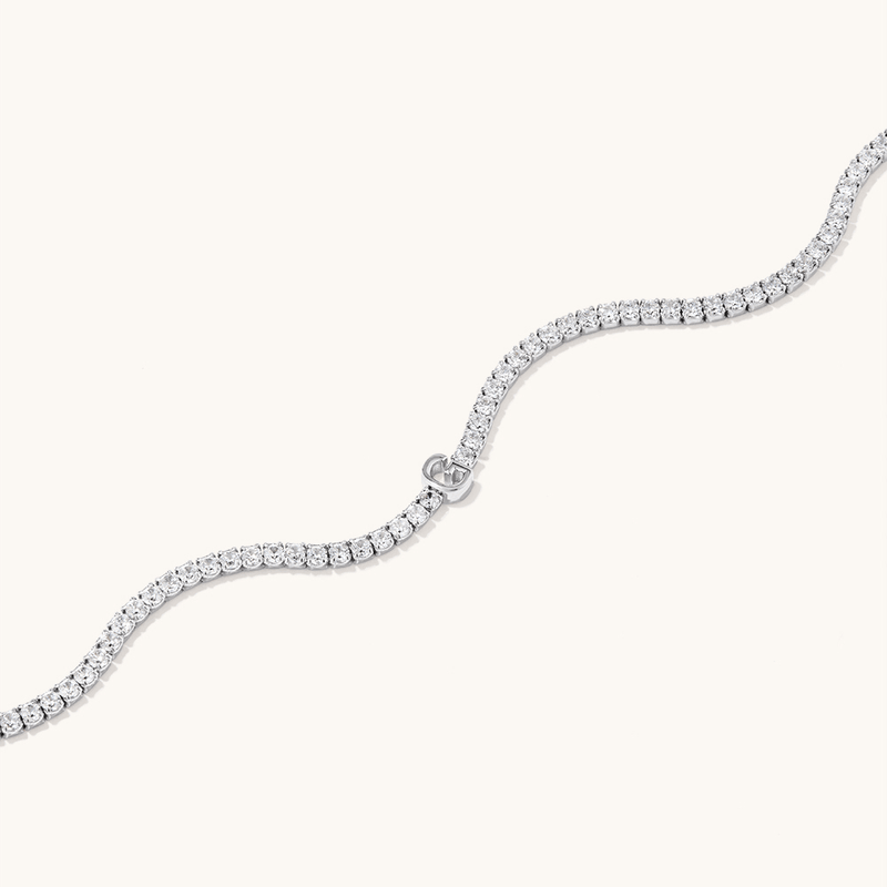 20cm Initial G Cubic Zirconia Tennis Bracelet in Sterling Silver Bracelets Bevilles 