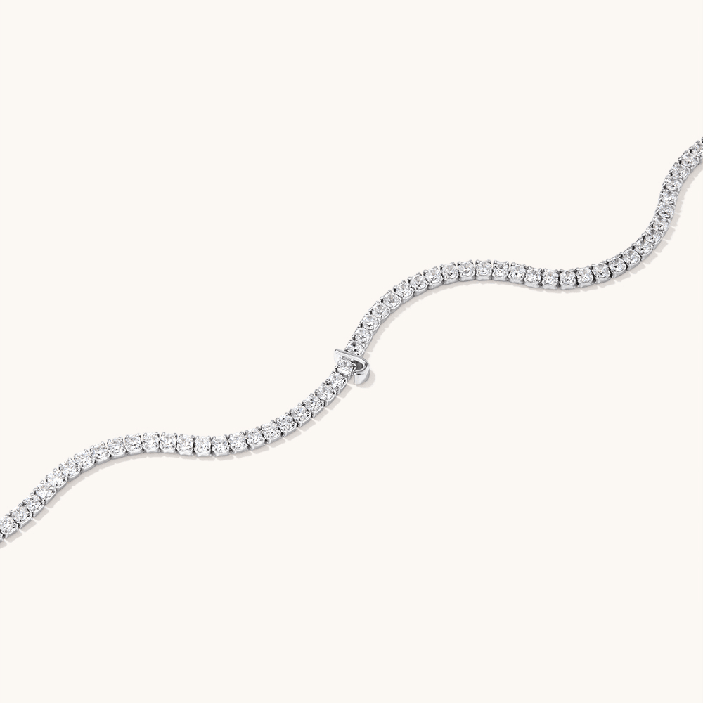20cm Initial J Cubic Zirconia Tennis Bracelet in Sterling Silver Bracelets Bevilles 
