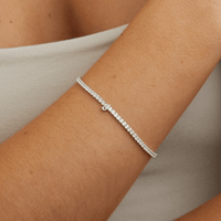20cm Initial J Cubic Zirconia Tennis Bracelet in Sterling Silver Bracelets Bevilles 