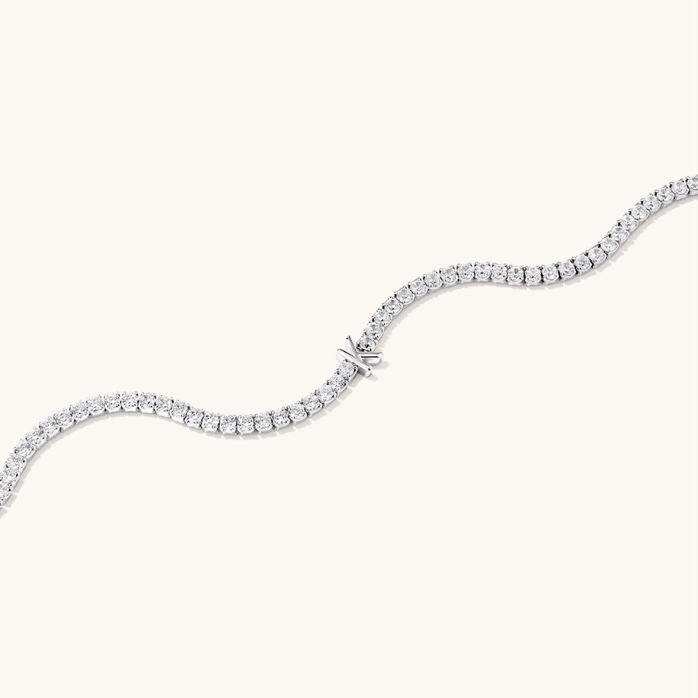 20cm Initial K Cubic Zirconia Tennis Bracelet in Sterling Silver Bracelets Bevilles 