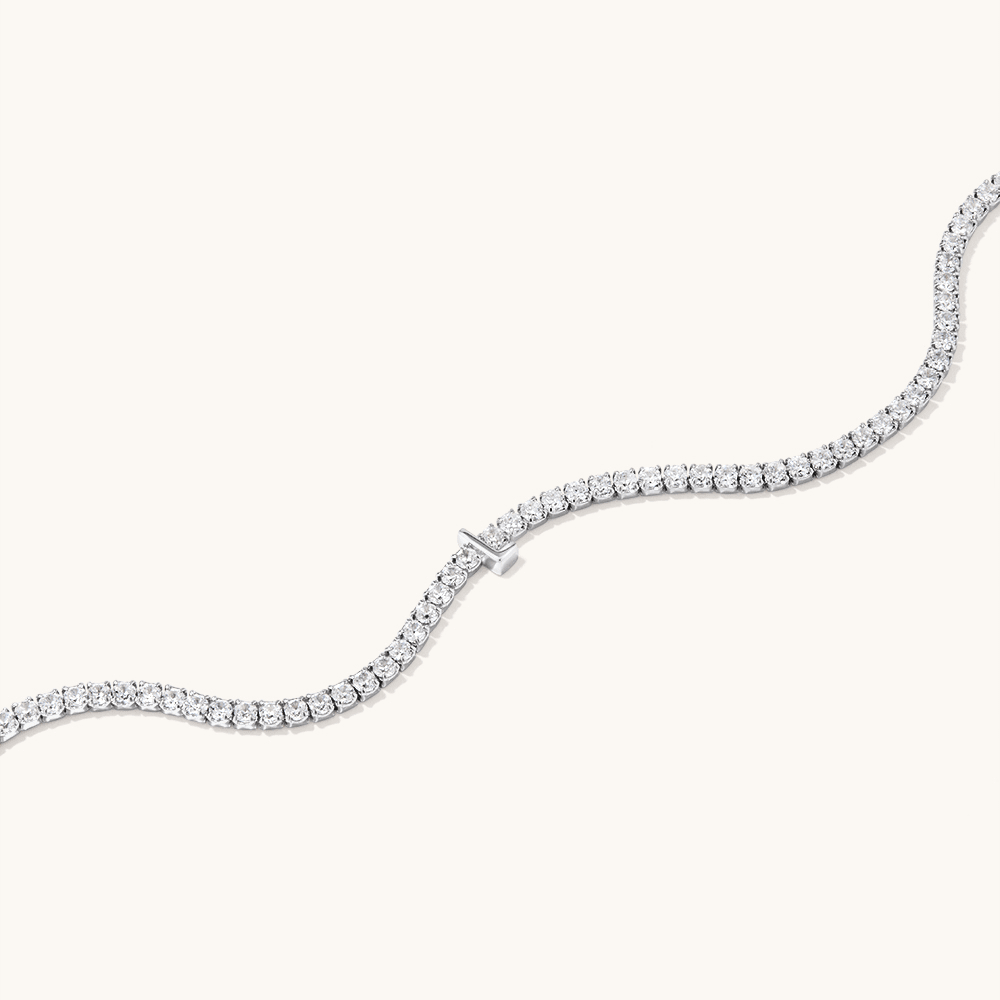 20cm Initial L Cubic Zirconia Tennis Bracelet in Sterling Silver Bracelets Bevilles 