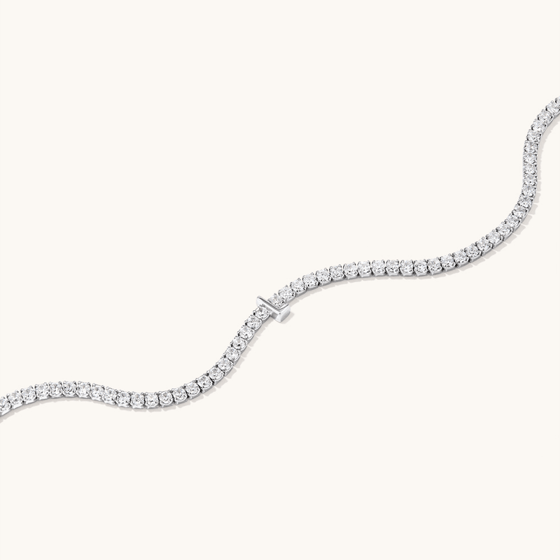 20cm Initial L Cubic Zirconia Tennis Bracelet in Sterling Silver Bracelets Bevilles 