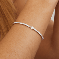 20cm Initial M Cubic Zirconia Tennis Bracelet in Sterling Silver Bracelets Bevilles 