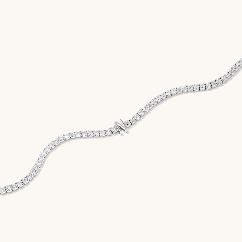 20cm Initial N Cubic Zirconia Tennis Bracelet in Sterling Silver Bracelets Bevilles 