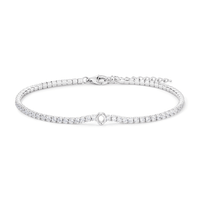 20cm Initial O Cubic Zirconia Tennis Bracelet in Sterling Silver Bracelets Bevilles 