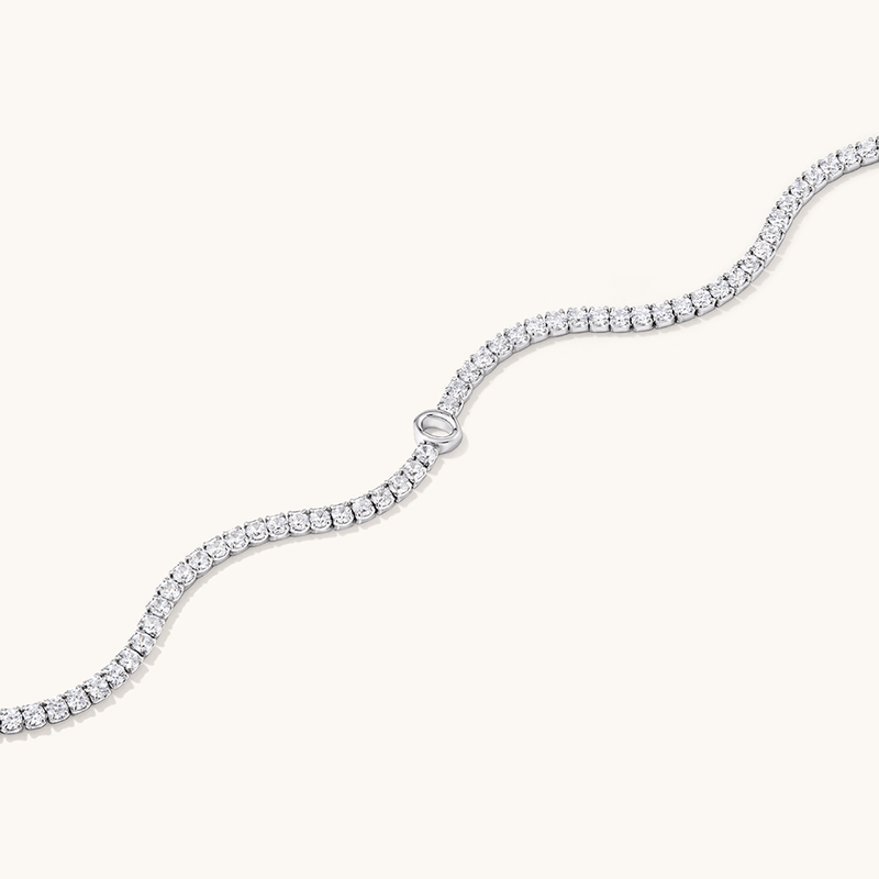 20cm Initial O Cubic Zirconia Tennis Bracelet in Sterling Silver Bracelets Bevilles 
