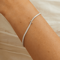 20cm Initial P Cubic Zirconia Tennis Bracelet in Sterling Silver Bracelets Bevilles 