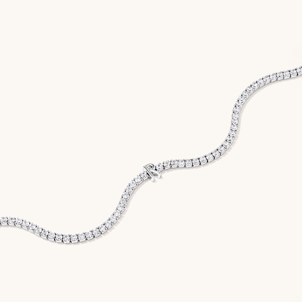 20cm Initial R Cubic Zirconia Tennis Bracelet in Sterling Silver Bracelets Bevilles 