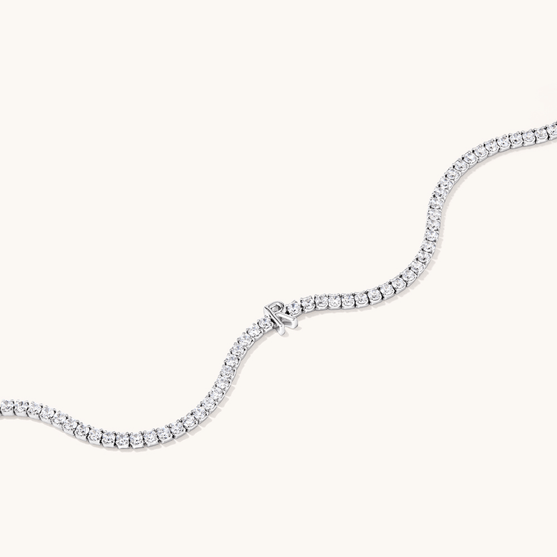 20cm Initial R Cubic Zirconia Tennis Bracelet in Sterling Silver Bracelets Bevilles 