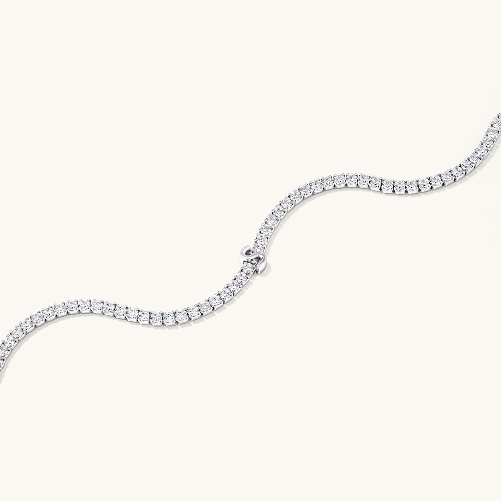 20cm Initial S Cubic Zirconia Tennis Bracelet in Sterling Silver Bracelets Bevilles 